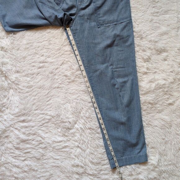 LRL Ralph Lauren Womens 6 Wide Leg Pant Chambray Blue Paperbag Drawstring Pocket - Picture 7 of 13
